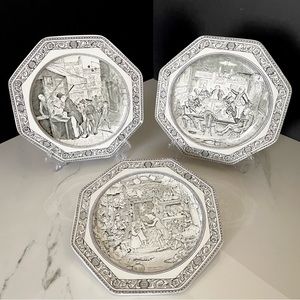 SET of 3 - Charles Dickens - Adams Ironstone Octagonal Plates